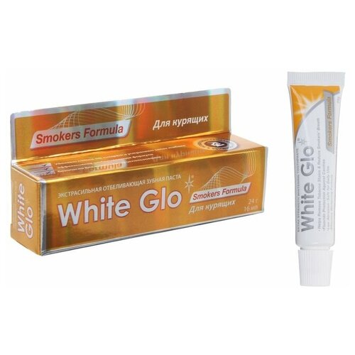 White glo Отбеливающая зубная паста White Glo, для курящих, 24 г отбеливающая зубная паста white glo для курящих 24 г