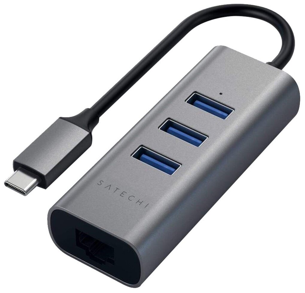 Адаптер для ноутбука Satechi USB-хаб Type-C 2-in-1 USB 3.0 Aluminum 3 Port Hub and Ethernet Port (ST-TC2N1USB31AM)