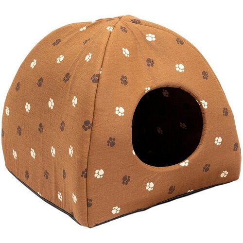 Домик для собак и кошек Дарэлл Юрта с подушкой коричневый хлопок 33 х 33 х 31 см (1 шт)