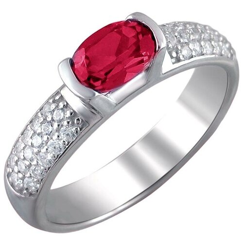 фото Эстет кольцо с корундом и фианитами из серебра 01к252703-3, размер 19.5