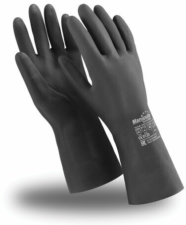 Перчатки неопреновые MANIPULA химопрен, х/б напыление, К80/Щ50, размер 9-9,5 (L), черные, CG-973