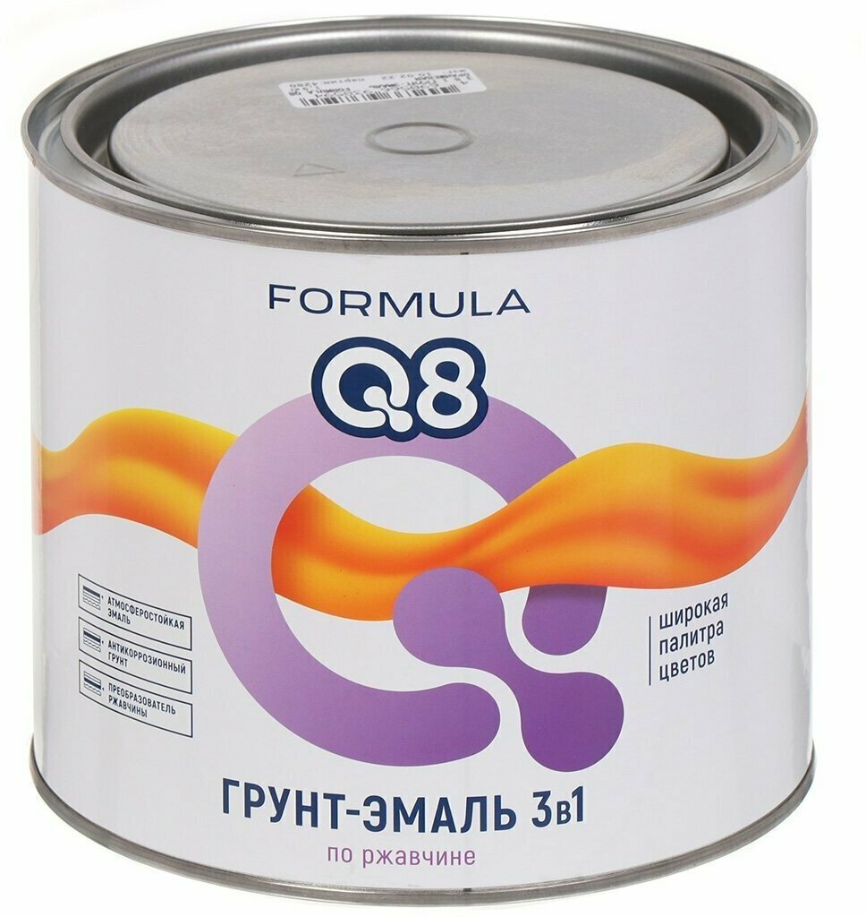 Грунт-эмаль Formula Q8 по ржавчине 3 в 1, матовая, 1,9 кг, белая