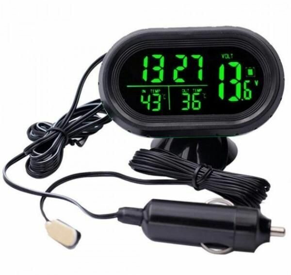 Автомобильные часы с подсветкой, вольтметром и термометром VST 7009V-2 - фотография № 3