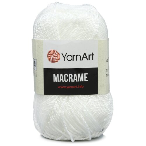 Пряжа YarnArt Macrame, 100 % полиэстер, 90 г, 130 м, 6 шт., 154 белый 130 м