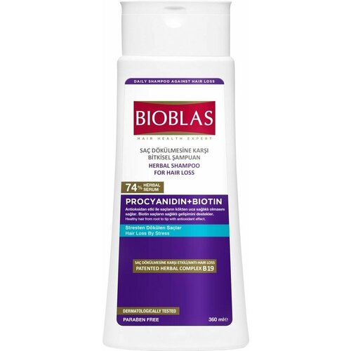 Шампунь для волос BIOBLAS с экстрактом виноградных косточек и биотином против выпадения, 360мл - 1 шт. тоник против выпадения волос с биотином biotina kativa 100 мл