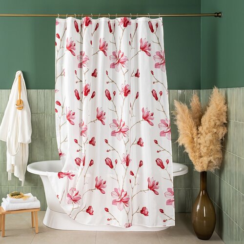 Занавеска (штора) Liseron для ванной комнаты тканевая 180х200 см, цвет розовый