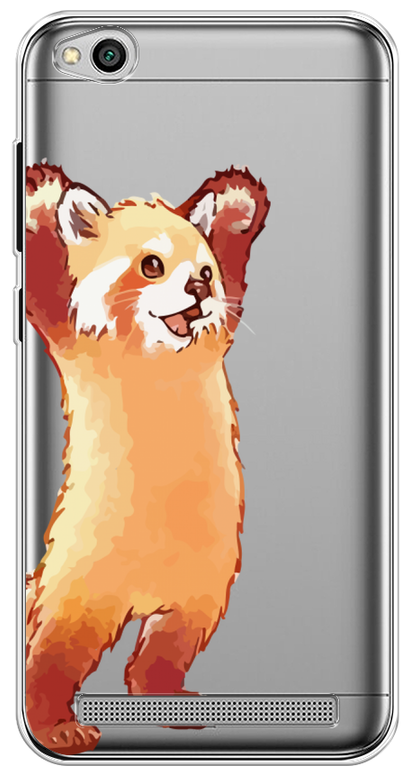 Силиконовый чехол на Xiaomi Redmi 5A / Сяоми Редми 5а Красная панда в полный рост, прозрачный