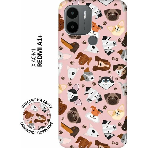 Силиконовый чехол на Xiaomi Redmi A1+, Сяоми Редми А1 Плюс Silky Touch Premium с принтом Dogs Pattern розовый матовый soft touch силиконовый чехол на xiaomi redmi a1 сяоми редми а1 с 3d принтом grand bull черный