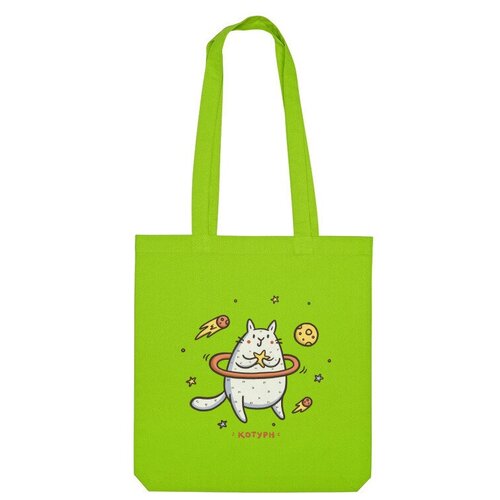 Сумка шоппер Us Basic, зеленый сумка милый кот сатурн космос звезды юмор зеленый