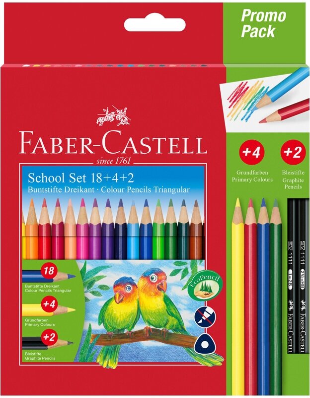 Карандаши цветные Faber-Castell 18цв.+ 4 цв. + 2ч/г, заточен.