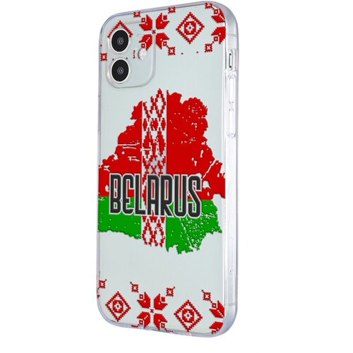 Силиконовый чехол с защитой камеры Mcover для Apple iPhone 12 с рисунком Belarus силиконовый чехол с защитой камеры mcover для apple iphone 12 с рисунком париж