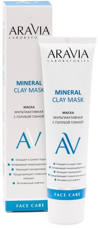 Маска ARAVIA Laboratories мультиактивная с голубой глиной Mineral Clay Mask, 100 мл