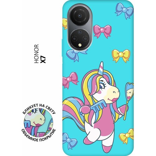 Матовый чехол Lady Unicorn для Honor X7 / Хонор Х7 с 3D эффектом мятный матовый чехол unicorns and candies для honor x7 хонор х7 с 3d эффектом мятный