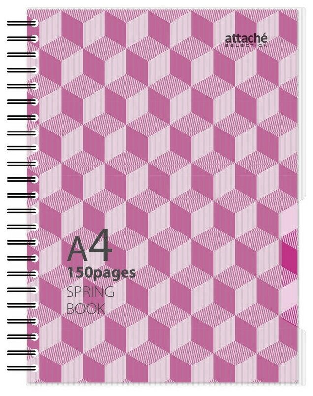 Бизнес-тетрадь Attache Selection А4,150л, клетка, спираль, SPRING BOOK розовый 84233