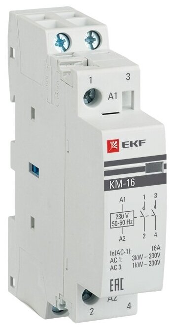 Модульный контактор EKF КМ 16А NО+NC (1 мод.) 16А