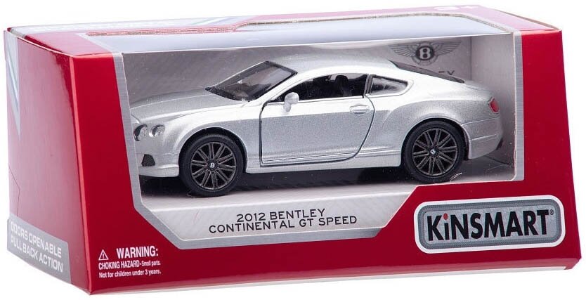 Машина Bentley Continental GT Speed 2012 серебро металл инерция Kinsmart KT5369W-KR1