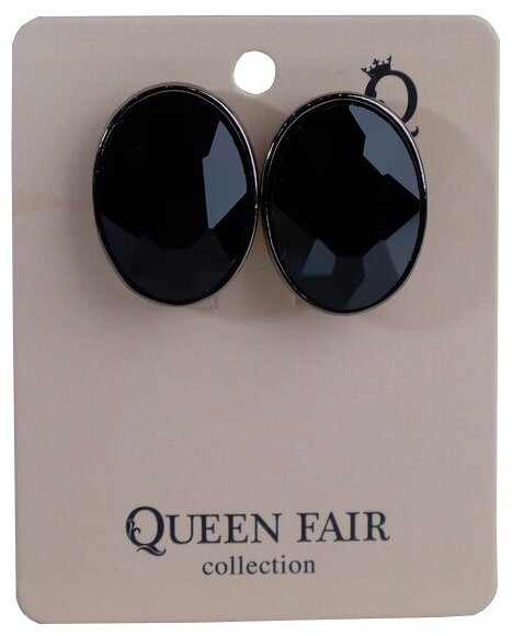 Серьги клипсы Queen Fair, стекло, черный