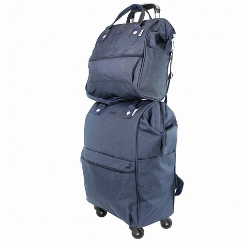 фото Рюкзак городской anello 168a + бьютик с колёсами синий