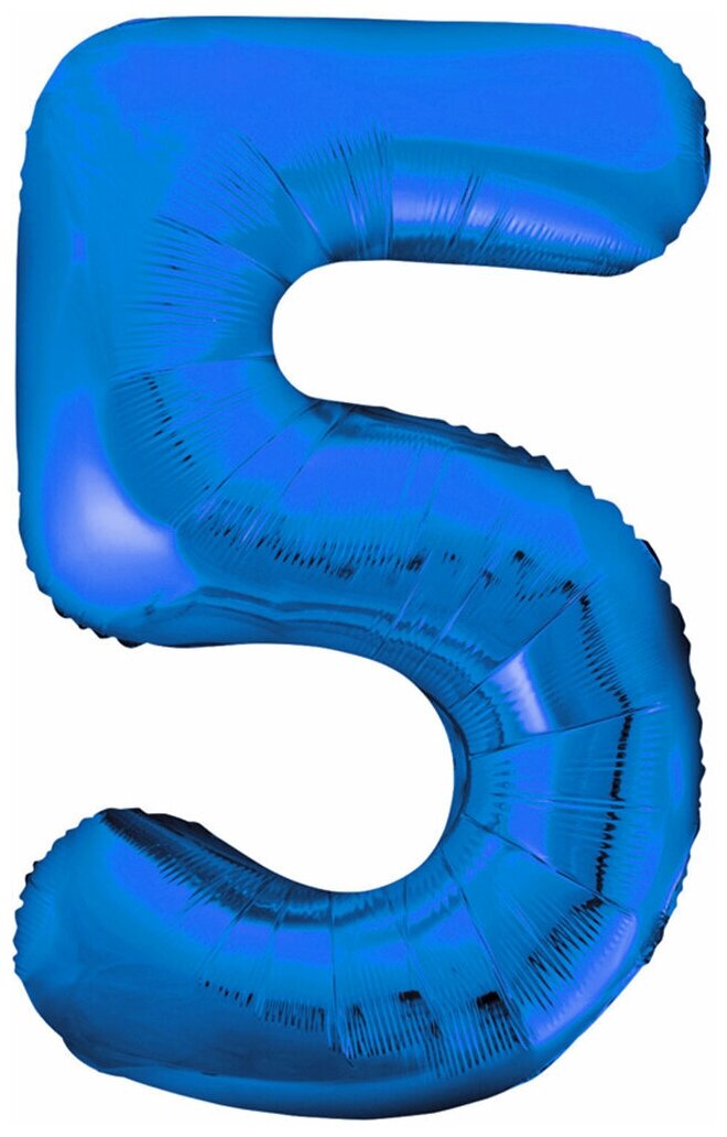 Воздушный шар фольгированный Riota Цифра 5, синяя, 101 см