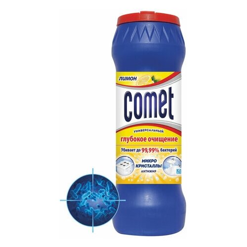 фото Чистящее средство дезинфицирующее 475 г, comet (комет) "лимон", порошок, 4 шт.