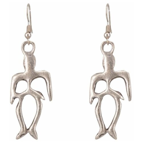 фото Серьги бижутерные человечек (замок-крючок, бижутерный сплав, серебристый) 52838 otokodesign