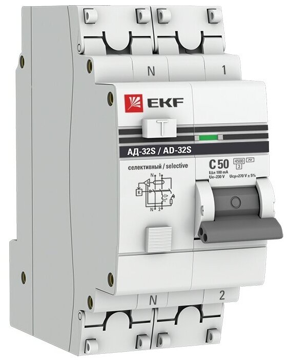Дифференциальный автомат EKF АД-32S 2П 100 мА C 4.5 кА AC