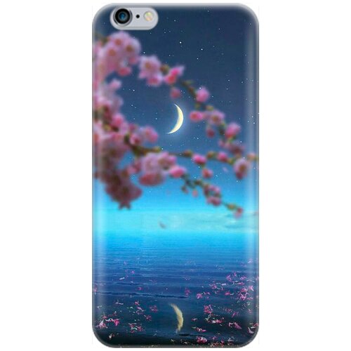 фото Ультратонкий силиконовый чехол-накладка для apple iphone 6s / 6 с принтом "месяц и сакура" gosso
