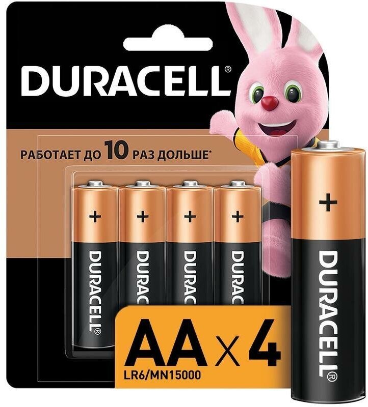 Батарейка Duracell Basic AA/LR06-4BL (1.5 В) алкалиновая (блистер, 4шт.) (81480360)
