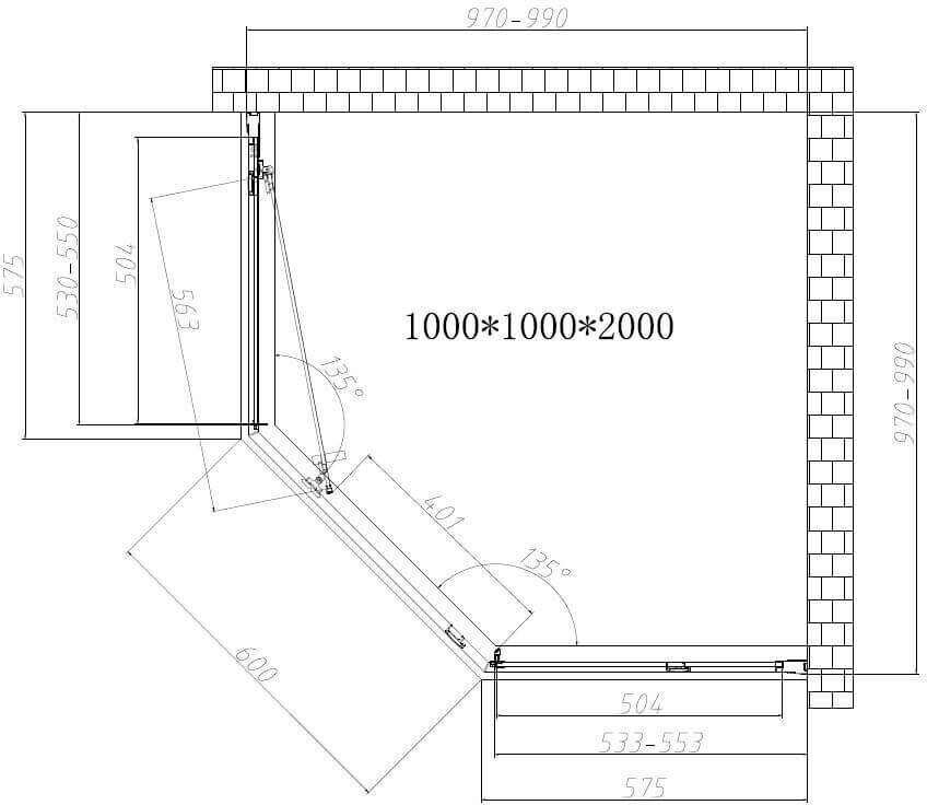 Душевой уголок Vincea Show 100x100 VSP1-4SH100CLB стекло прозрачное, профиль черный