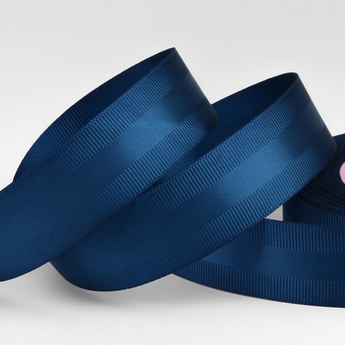 Арт Узор Лента декоративная, репсовая/атласная, 25 мм, 18 ± 1 м, цвет тёмно-синий №038