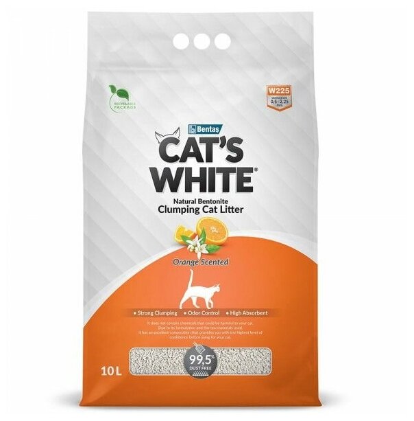 Комкующийся наполнитель Cat's White Orange с ароматом апельсина для кошачьего туалета (10л) - фотография № 13