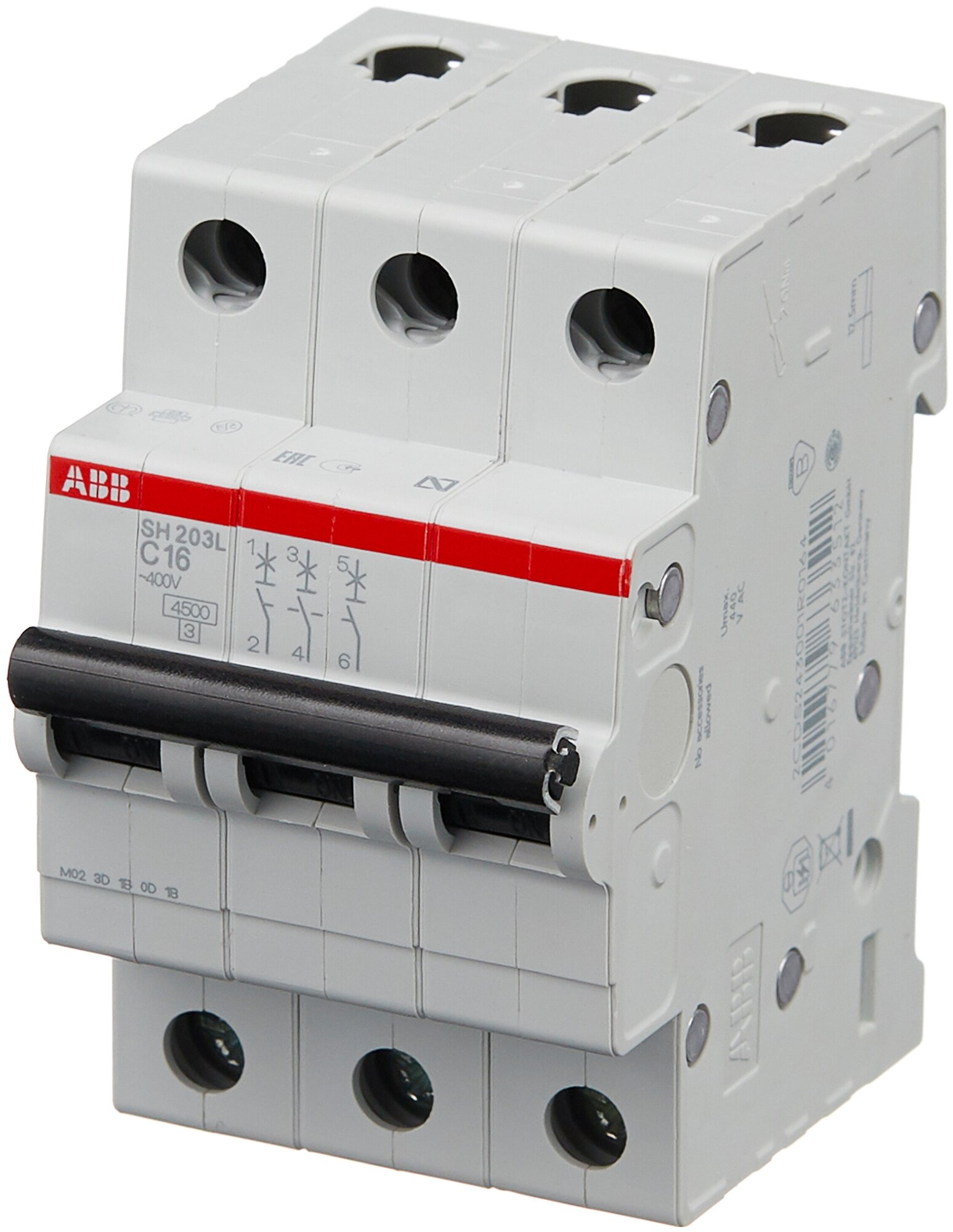 Автоматический модульный выключатель ABB 3п C SH203L 4.5кА 16А 2CDS243001R0164