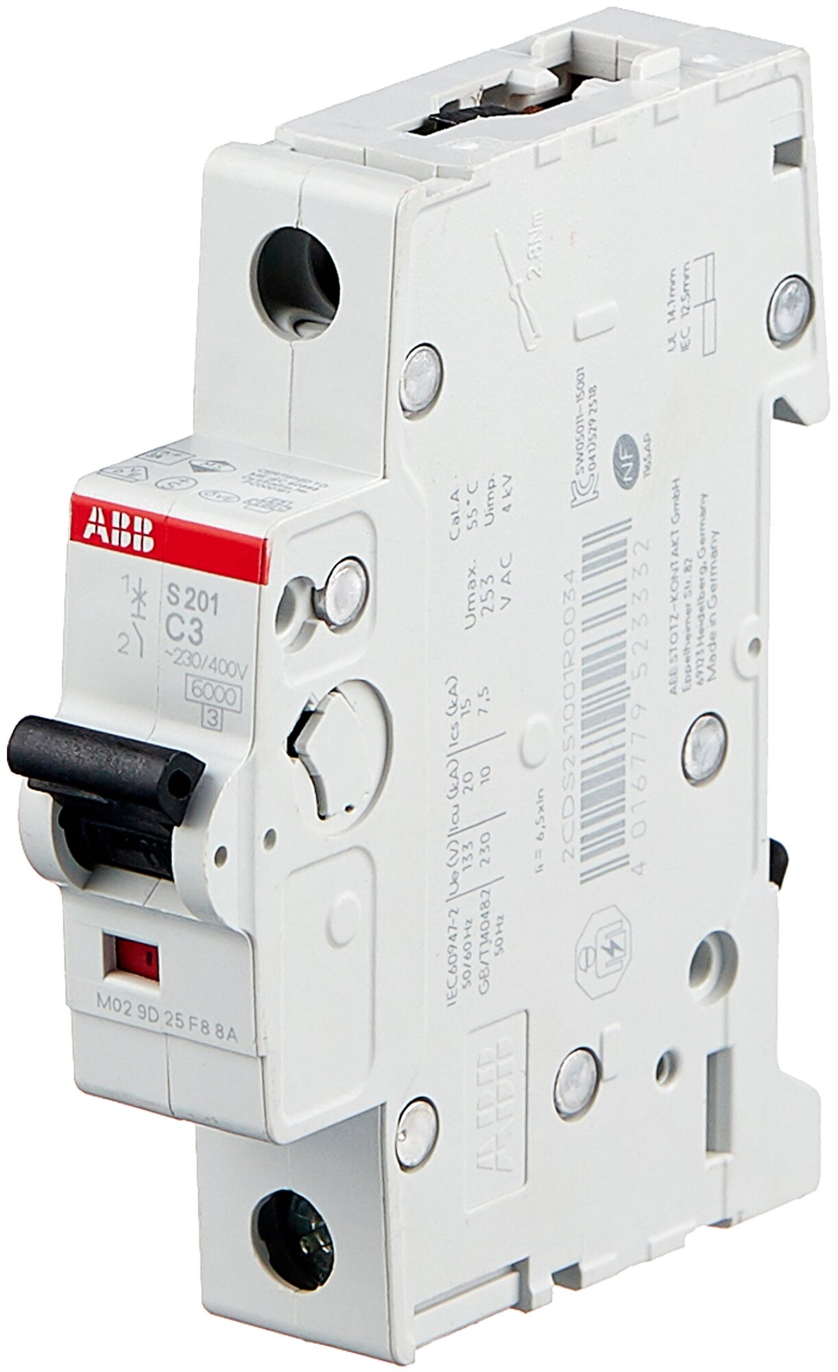 Автоматический выключатель Abb S200, 1 полюс, 3A, тип C, 6kA