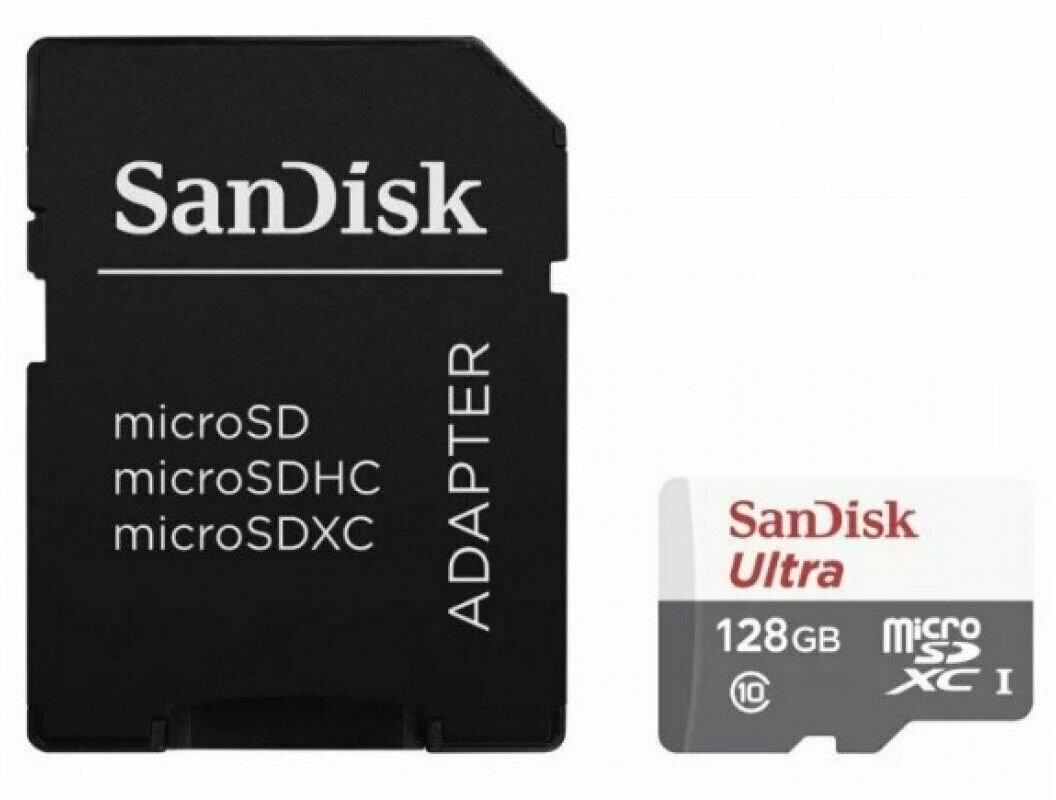 Карта памяти SanDisk microSDXC Ultra Class 10 UHS-I U1 (80/10MB/s) 128GB + ADP