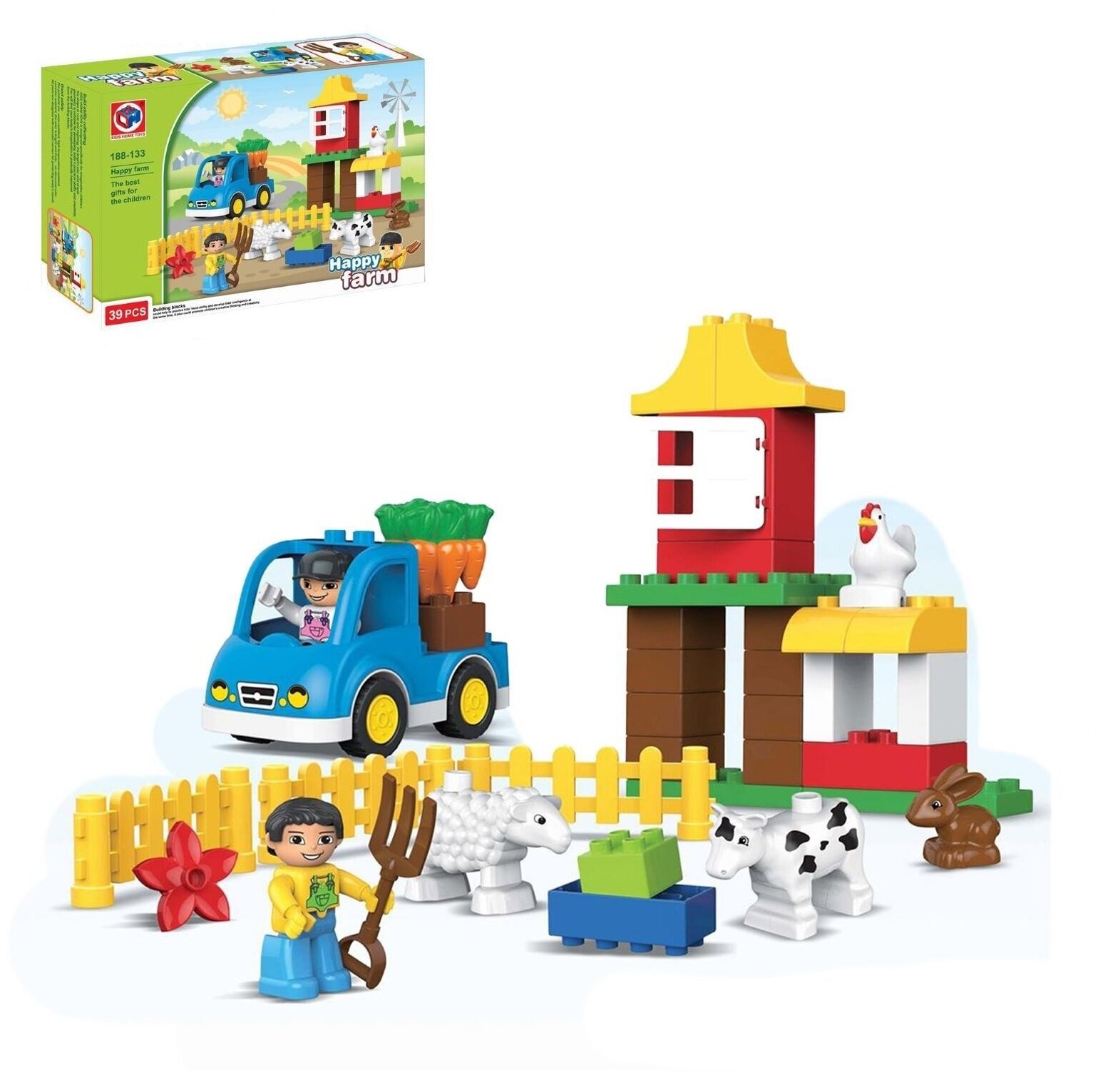 Конструктор "Счастливая ферма", 39 деталей