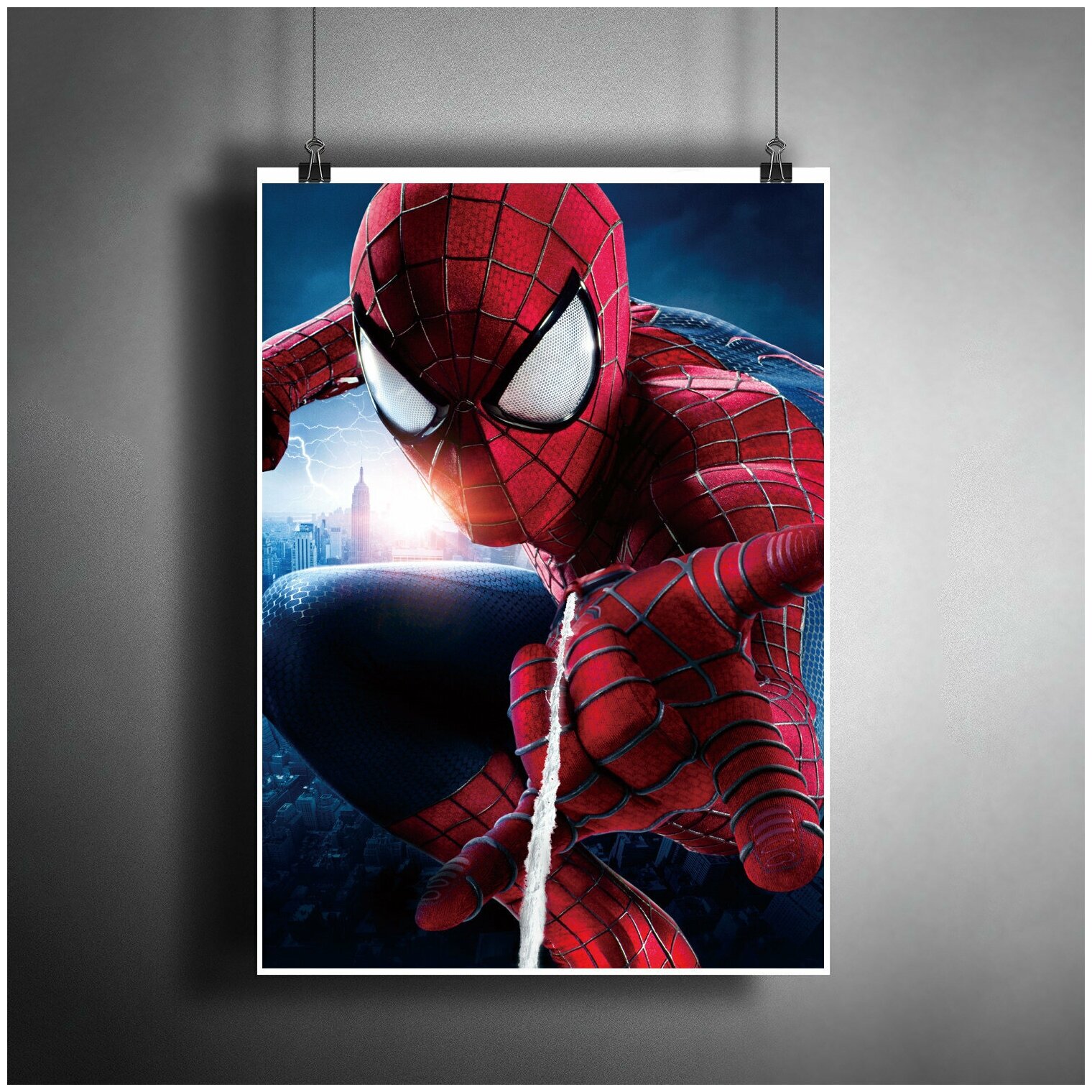 Постер плакат для интерьера "Фильм: Человек-паук. Spider-Man. Комиксы Марвел" / Декор дома, офиса, комнаты, квартиры A3 (297 x 420 мм)
