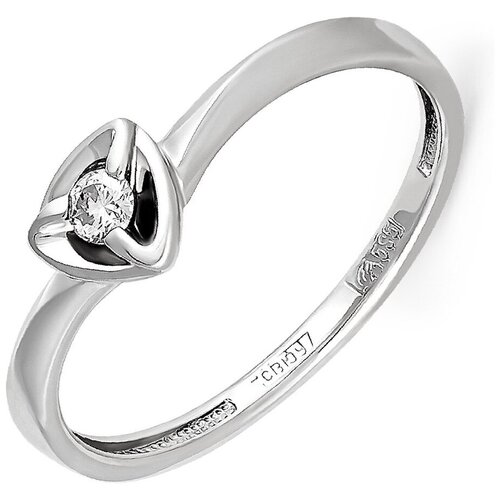 кольца kabarovsky кольцо из золота с бриллиантом и финифтью Кольцо помолвочное KABAROVSKY, белое золото, 585 проба, бриллиант, размер 16
