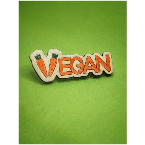 фото Веган, вегетарианство, значок деревянный, брошь на одежду, значок на рюкзак нет бренда