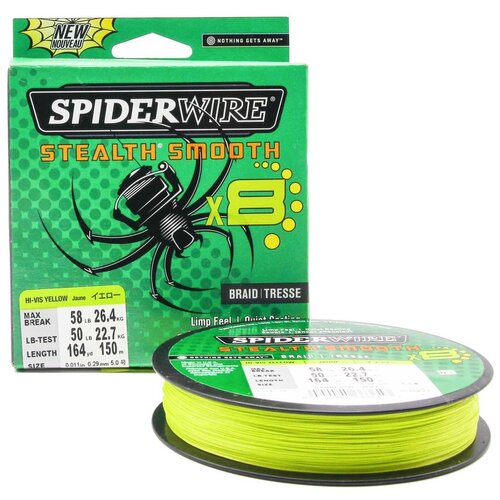 фото "плетеная леска spiderwire stealth smooth 8 braid ярко-желтая 150м 0,29мм 26,4кг"