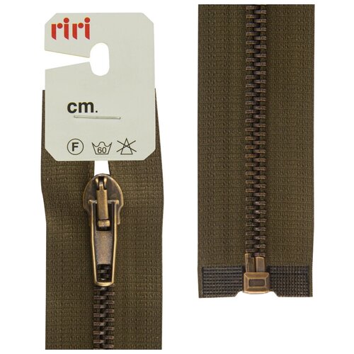 фото Молния металл разъёмная, 1 замок, at, 5 мм, 60 см, цвет тесьмы 2817, темный хаки riri