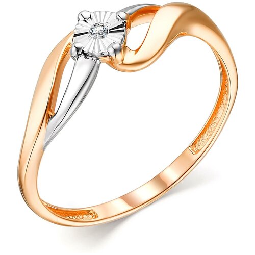 фото Алькор кольцо с 1 бриллиантом из красного золота 13782-100, размер 17.5