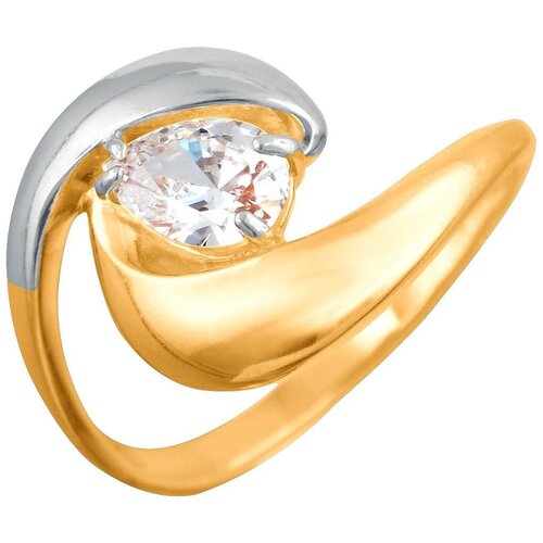 фото Эстет кольцо с 1 кристаллом swarovski из серебра с позолотой 48к155900п, размер 17.5