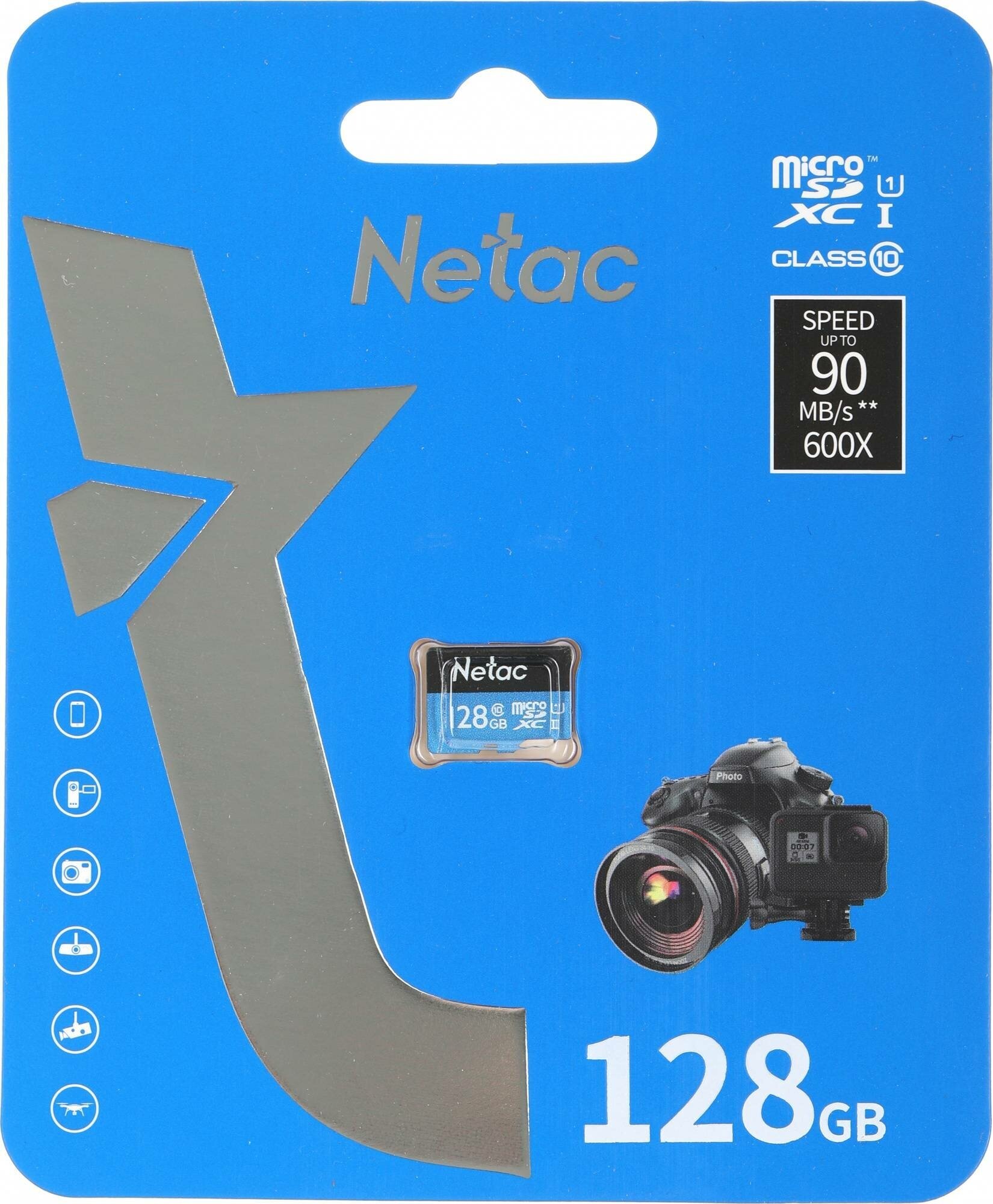 Карта памяти 128GB Netac MicroSDXC Class 10 UHS-I U1 P500 Standart + адаптер - фото №6