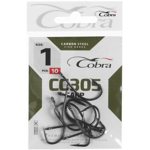 крючки cobra carp сер cc305 разм 002 10шт Крючки Cobra CARP сер. CC305 разм. 001 10шт.