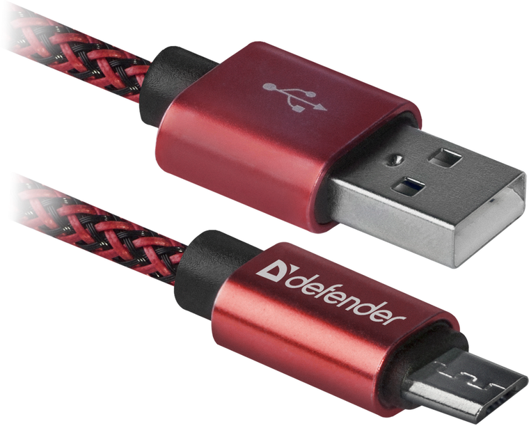 Кабель USB 2.0 A - micro USB 5pin (m-m), 1 м 2.1A красный Defender USB08-03T PRO