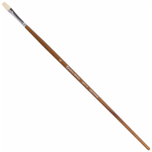 Кисть BRAUBERG Classic, щетина, плоская, длинная ручка (200715), №6, 5 шт., пакет, коричневый