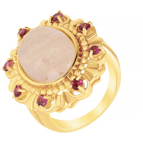 фото Кольцо из серебра 925 пробы с лунным камнем (адулярами) и родолитами r-01088-88-s02_ko_lk_rh_yg element47