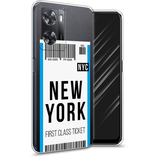 Силиконовый чехол на Oppo A77s 4G / Оппо A77s 4G Билет в Нью-Йорк, прозрачный