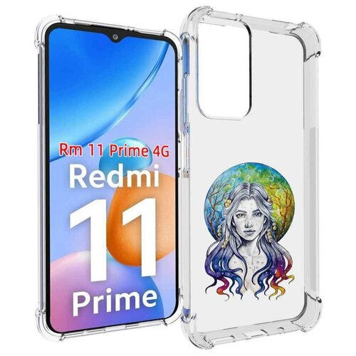 Чехол MyPads девушка с красивыми волосами для Xiaomi Redmi 11 Prime 4G задняя-панель-накладка-бампер чехол mypads красивая девушка с синими волосами женский для xiaomi redmi 11 prime 4g задняя панель накладка бампер
