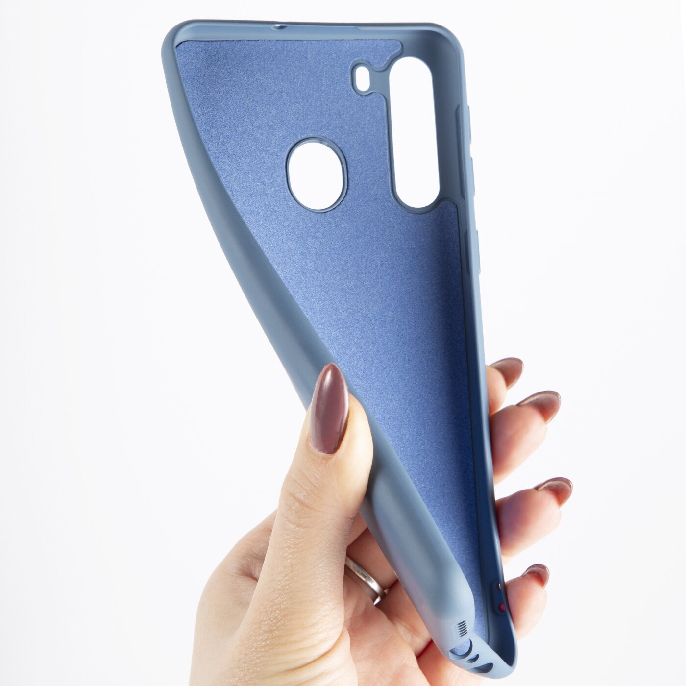 Чехол mObility для Samsung Galaxy A21 soft touch синий - фото №6